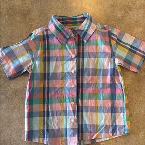 Maximum Rex Colorful Plaid Short Sleeve Toddler Shirt, Size 4